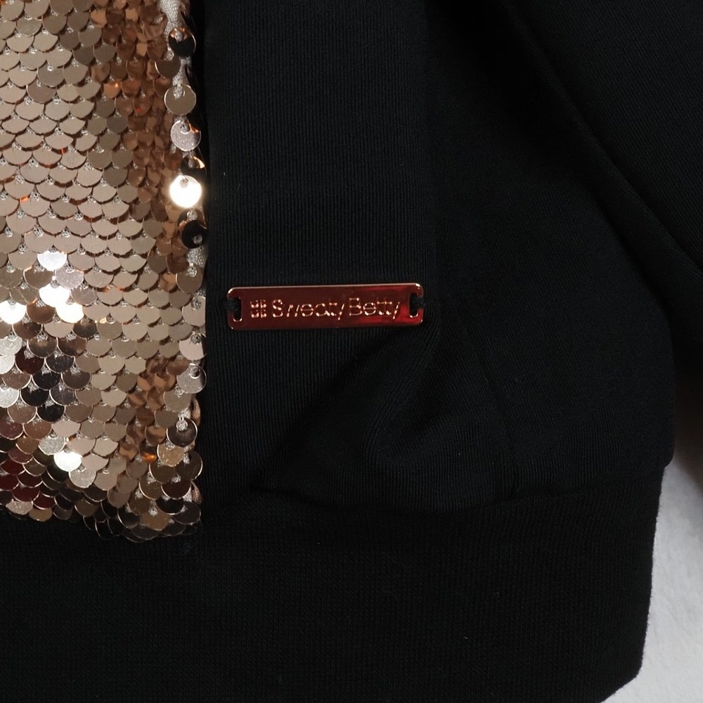 Womens Sequin Bomber Jacket Medium Rose Gold Bachelorette Festival Glam NWT - Picture 6 of 10